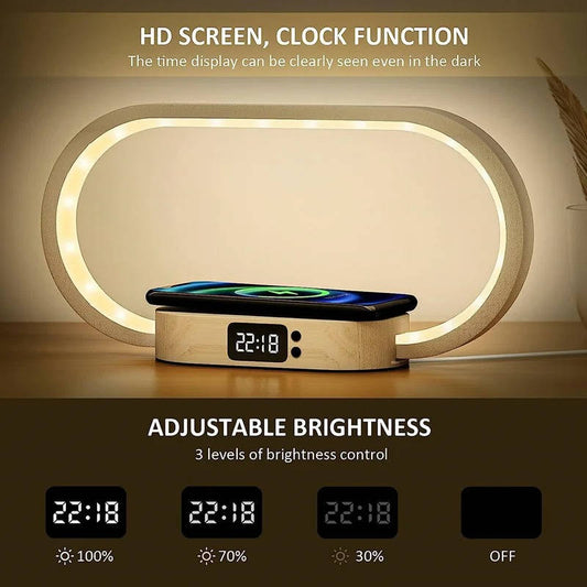 Wireless Charging Alarm Clock with Night Light