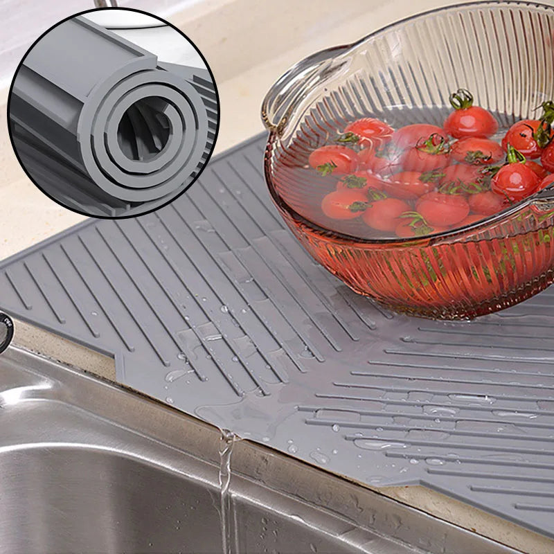 Silicone countertop dish drying mat