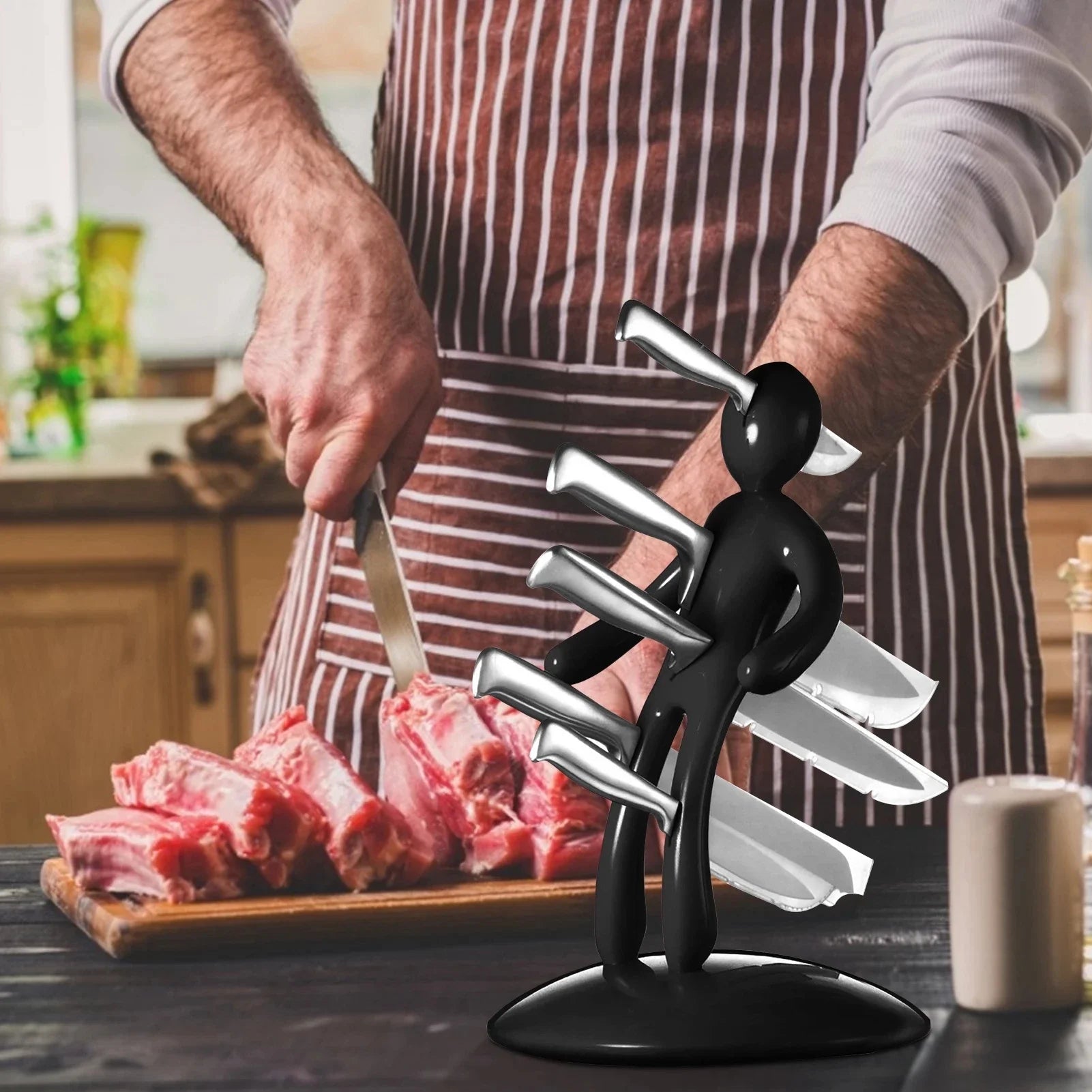 Creative humanoid kitchen knife holder set