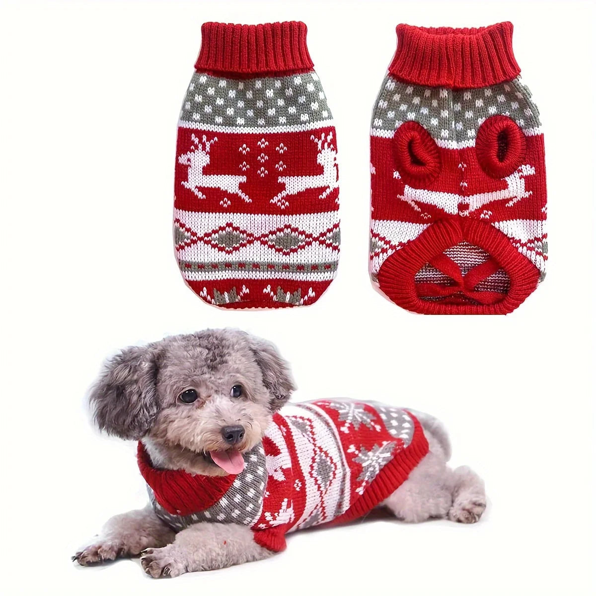 Knitted dog Christmas sweater for small pets