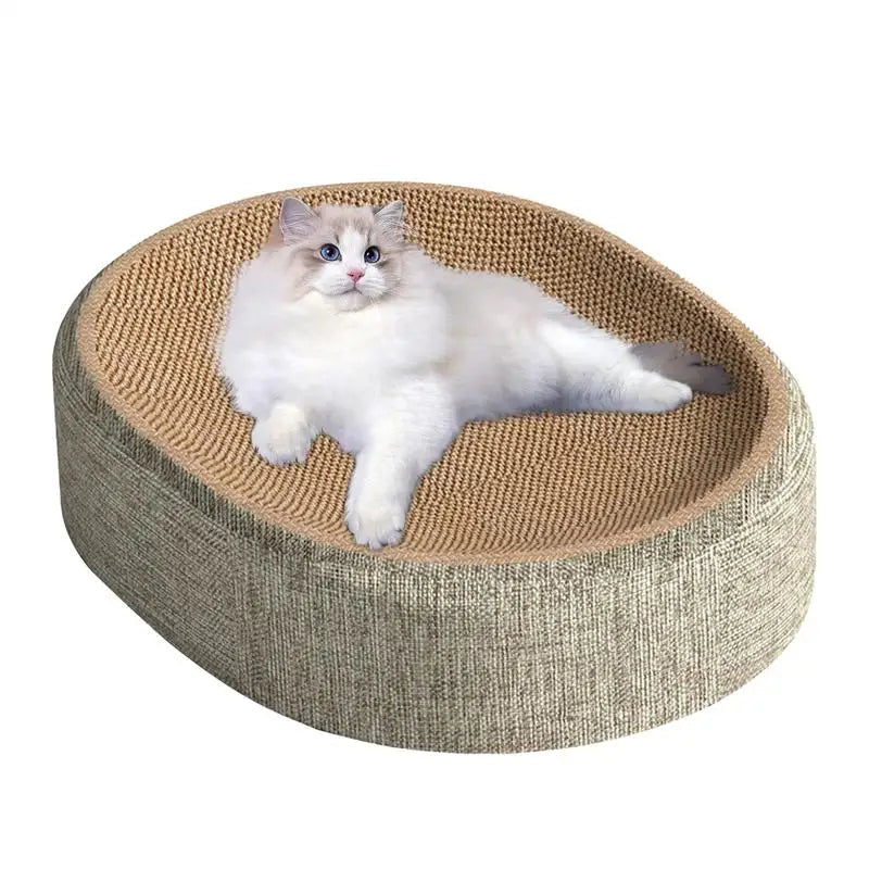 Oval sisal 2 in 1 cat scratcher bed