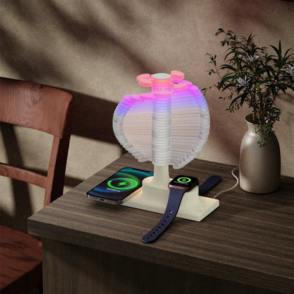 Spiral tree table lamp with integrated wireless charger