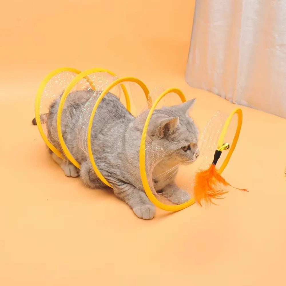 Collapsible S type interactive cat tunnel