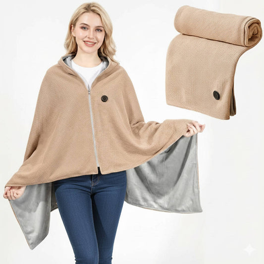 Portable heated shawl blanket