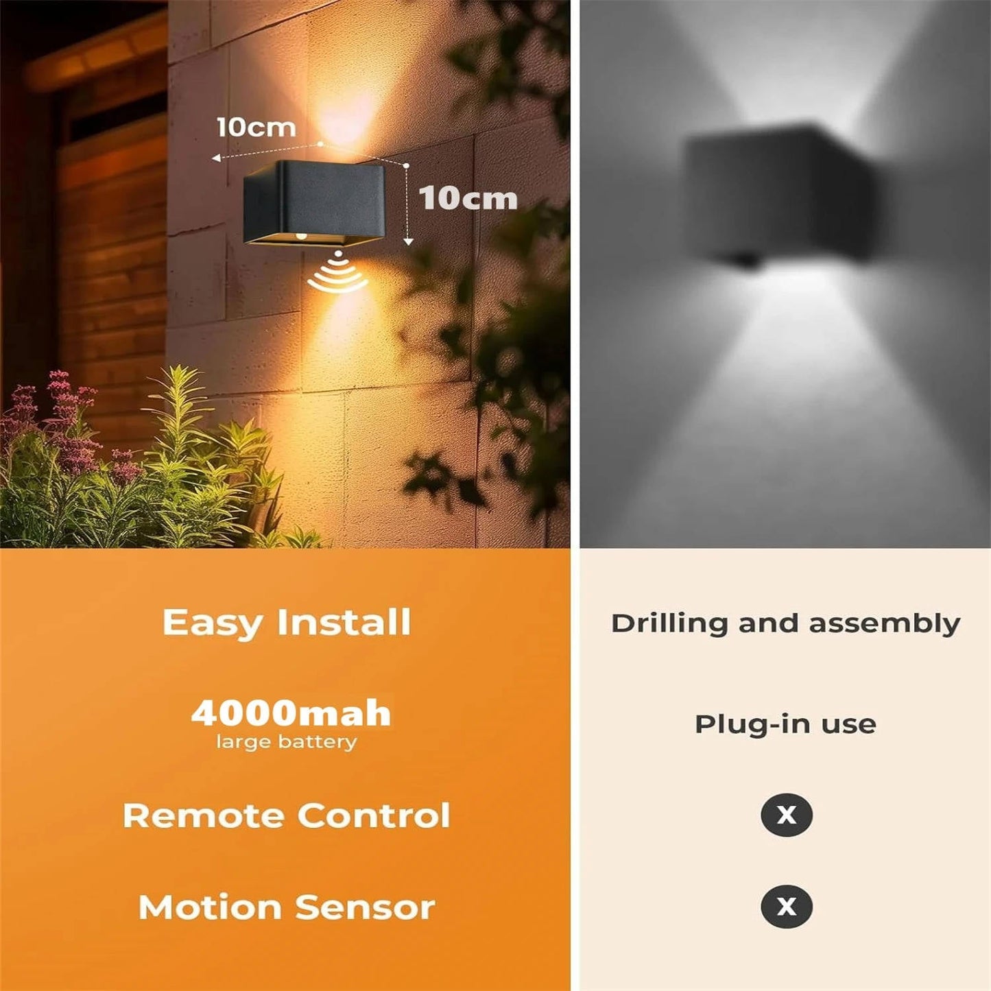 Motion Sensor Indoor Wall Light with Remote