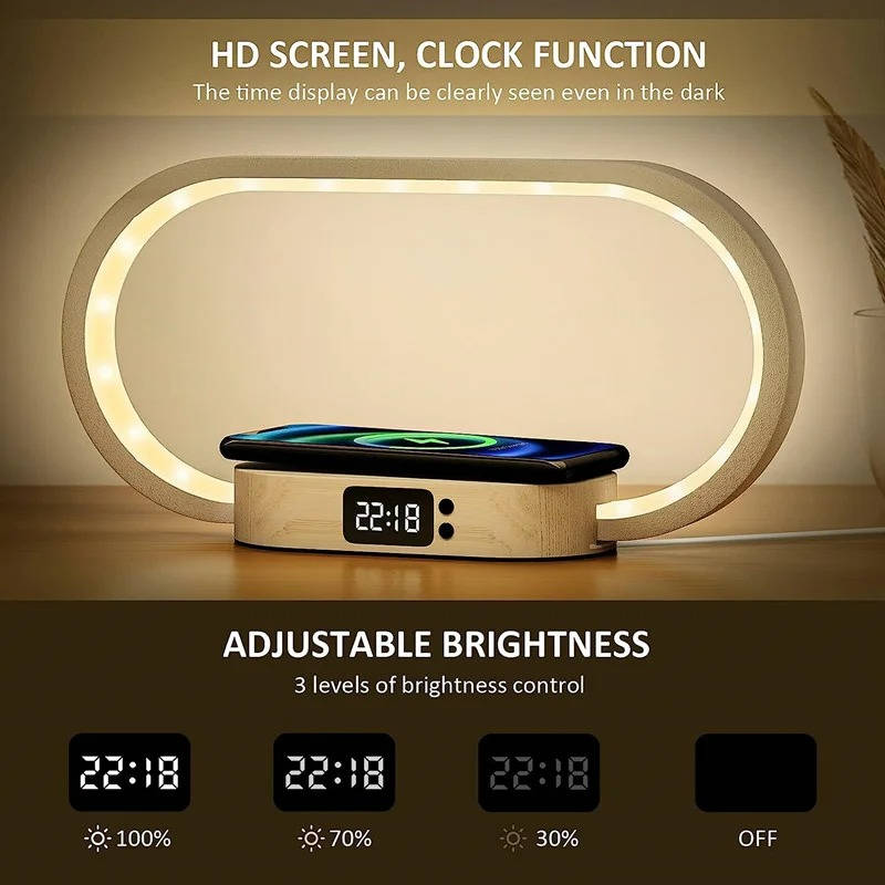 Wireless Charging Alarm Clock with Night Light
