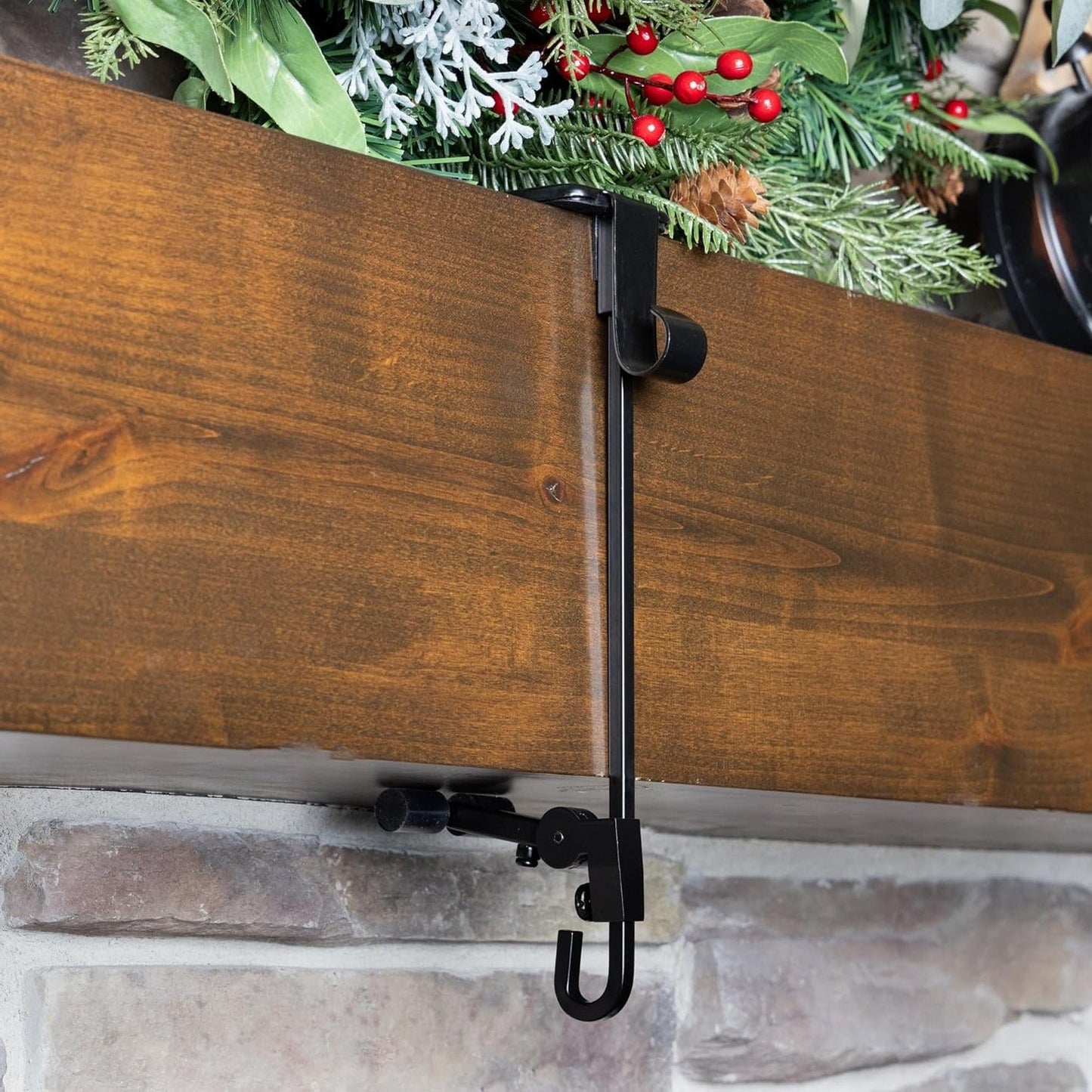 Adjustable Fireplace Stocking & Garland Hanger Set