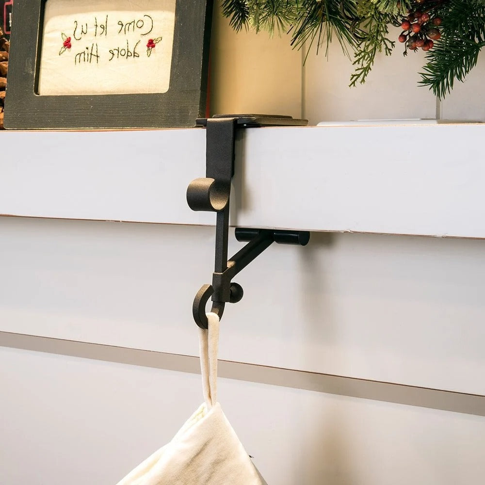 Adjustable fireplace stocking and garland hanger set