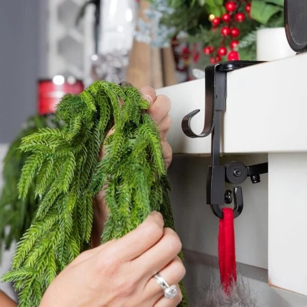Adjustable Fireplace Stocking & Garland Hanger Set