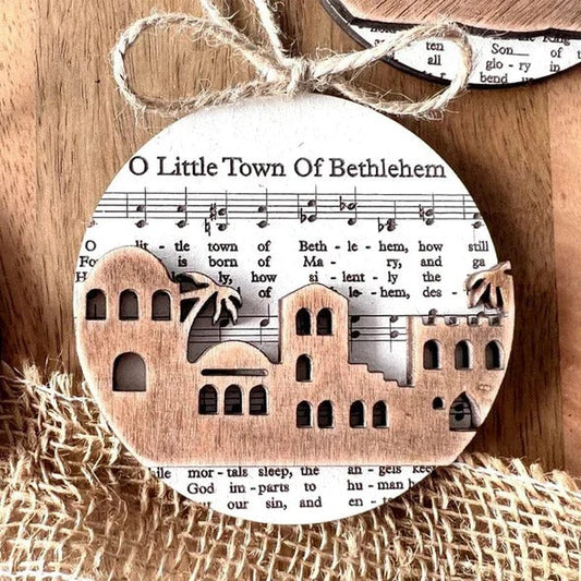 Nativity themed music sheet ornament collection